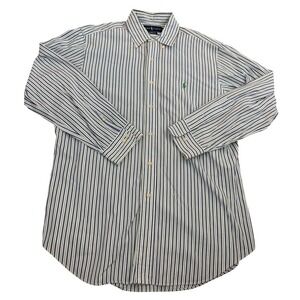 Ralph Lauren Striped Classic Fit Button Down Shirt Mens‎ Blue Green White Large